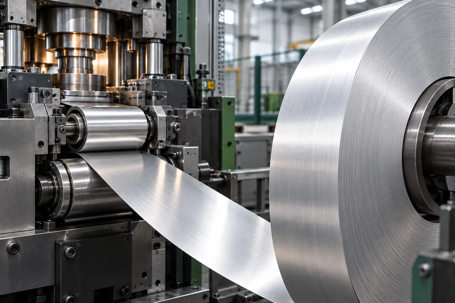 Aluminum coil feeding into precision forming equipment