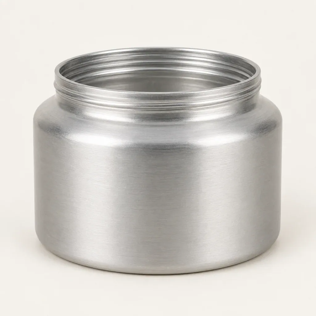 Wide-neck one litre aluminum canister with the collar removed
